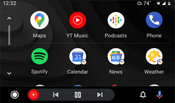 Schermata iniziale di Android Auto
